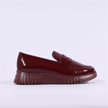 Wonders Flexfly Chunky Slip On Wedge - Burgundy Patent